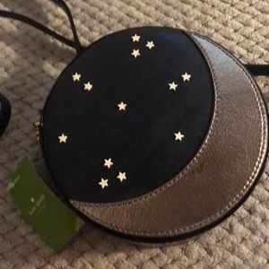 kate spade Black and Metallic Silver Crescent Star Crossbody Bag